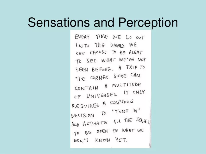 sensations and perception