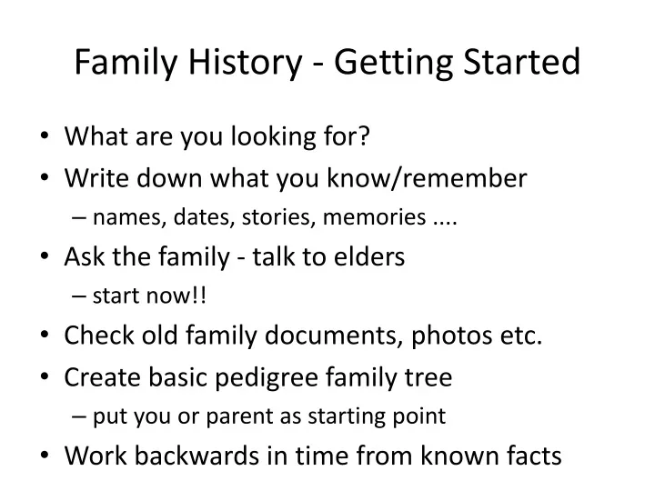 family history getting started