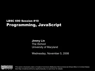 Jimmy Lin The iSchool University of Maryland Wednesday, November 5, 2008