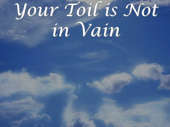 your toil is not in vain