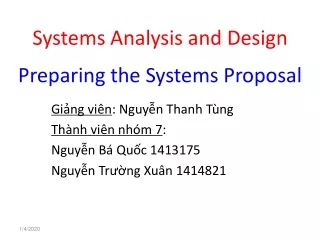 Systems Analysis and Design Preparing the Systems Proposal