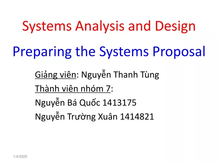 systems analysis and design preparing the systems proposal