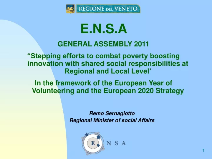 e n s a general assembly 2011 stepping efforts