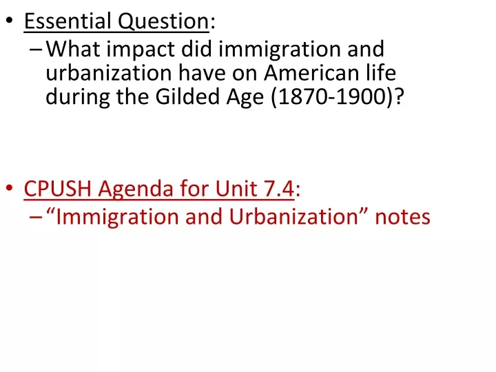 essential question what impact did immigration