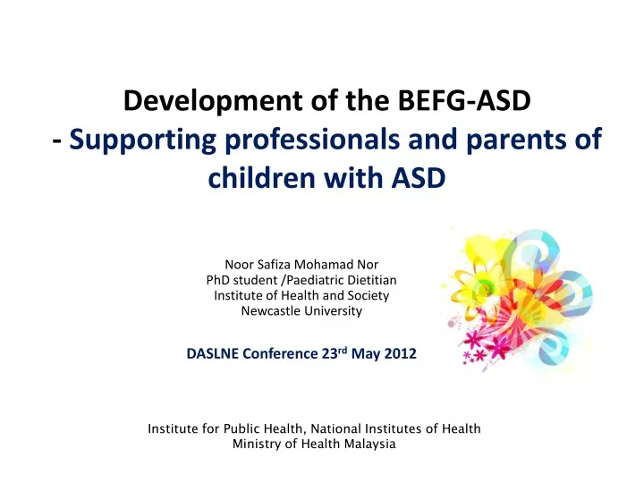development of the befg asd supporting professionals and parents of children with asd