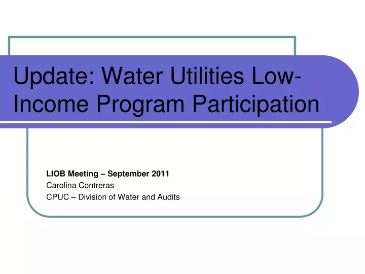 update water utilities low income program participation