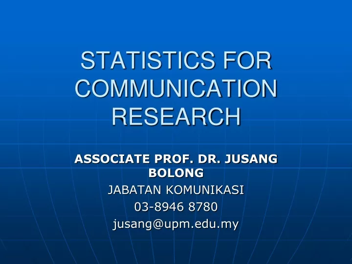 statistics for communication research