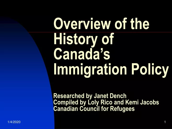 overview of the history of canada s immigration