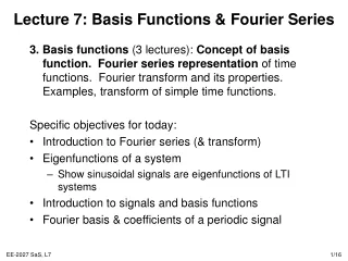 Lecture 7: Basis Functions &amp; Fourier Series