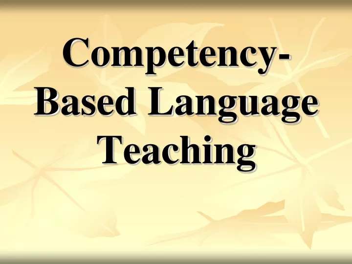 competency based language teaching