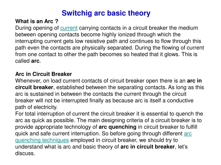 switchig arc basic theory