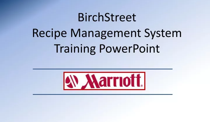 birchstreet recipe management system training powerpoint