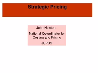 Strategic Pricing