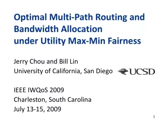 Optimal Multi-Path Routing and Bandwidth Allocation  under Utility Max-Min Fairness