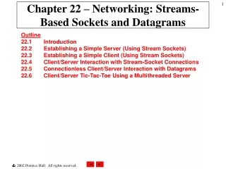 Chapter 22 – Networking: Streams-Based Sockets and Datagrams