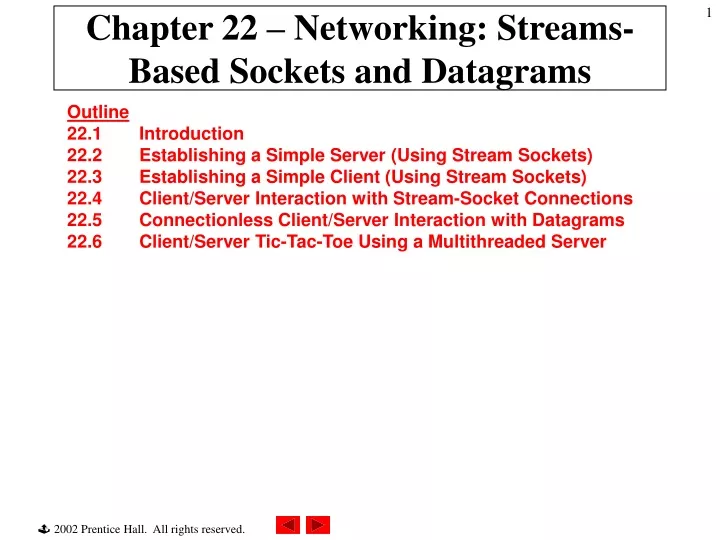 chapter 22 networking streams based sockets and datagrams