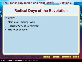 Preview Main Idea / Reading Focus Radicals Views of Government The Reign of Terror