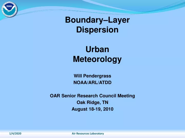 boundary layer dispersion urban meteorology