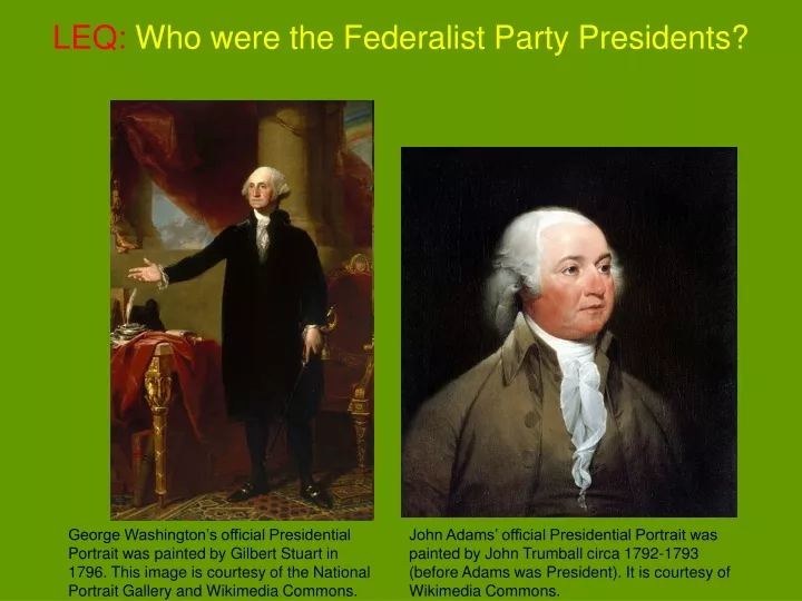 leq who were the federalist party presidents