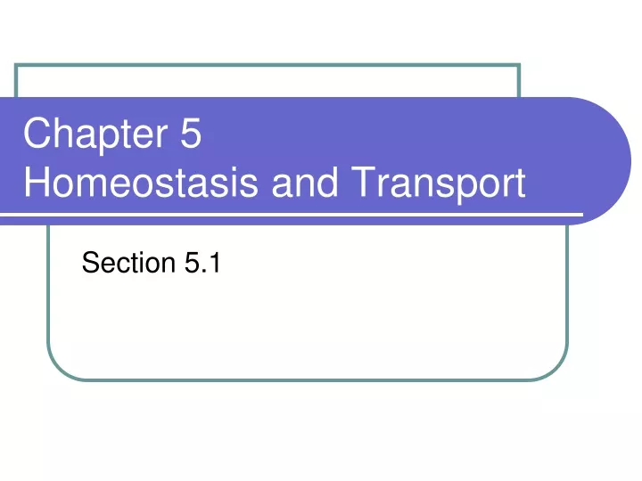 chapter 5 homeostasis and transport