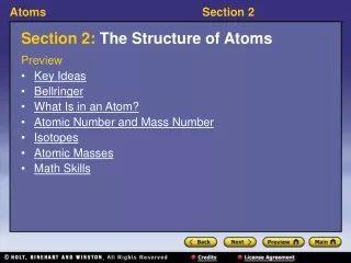 Section 2:  The Structure of Atoms