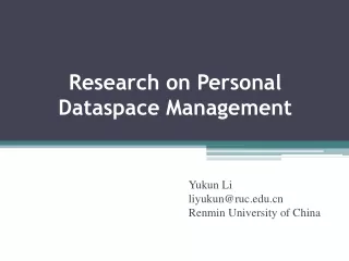 Research on Personal Dataspace Management