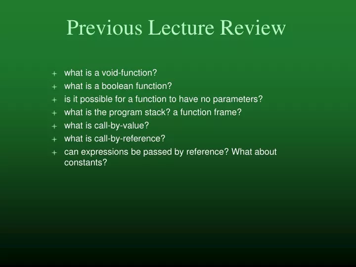 previous lecture review