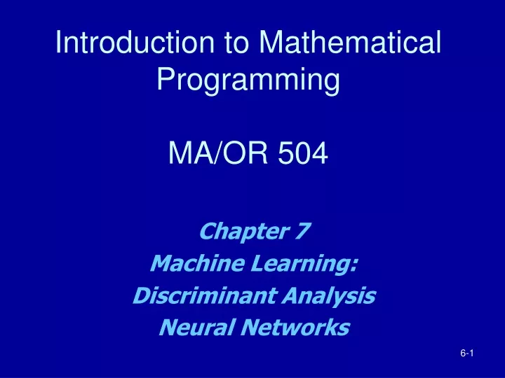 introduction to mathematical programming ma or 504