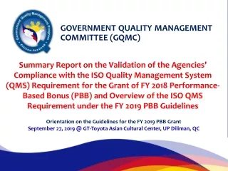 GOVERNMENT QUALITY MANAGEMENT COMMITTEE (GQMC)