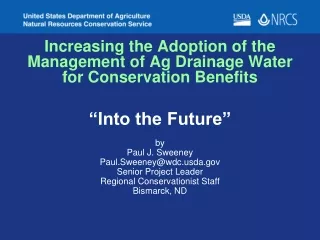 Increasing the Adoption of the Management of Ag Drainage Water for Conservation Benefits