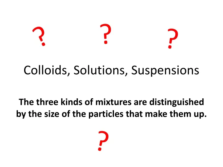 colloids solutions suspensions