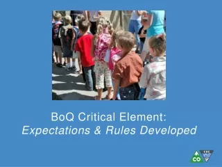 BoQ  Critical Element:  Expectations &amp; Rules Developed