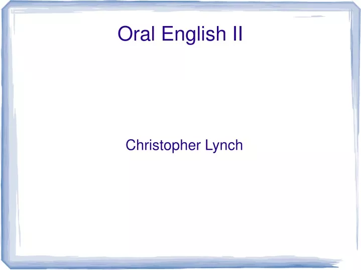 oral english ii