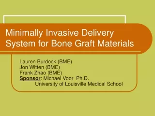 Minimally Invasive Delivery System for Bone Graft Materials