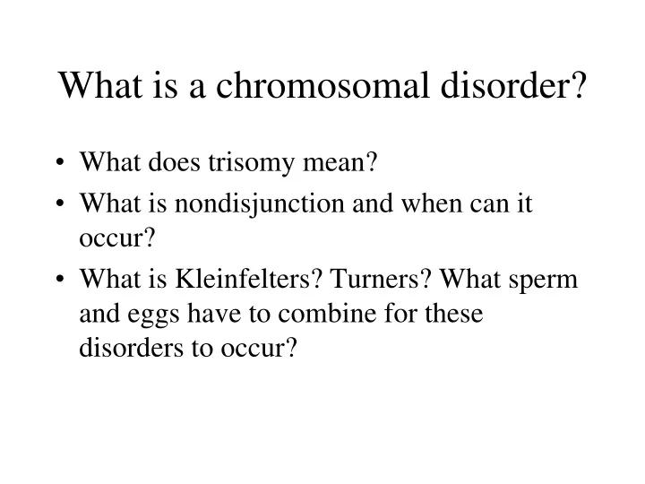 what is a chromosomal disorder