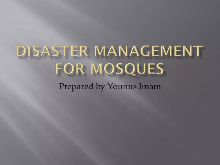 disaster management for mosques