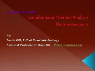 Simultaneous Thermal Analysis Thermodynamics