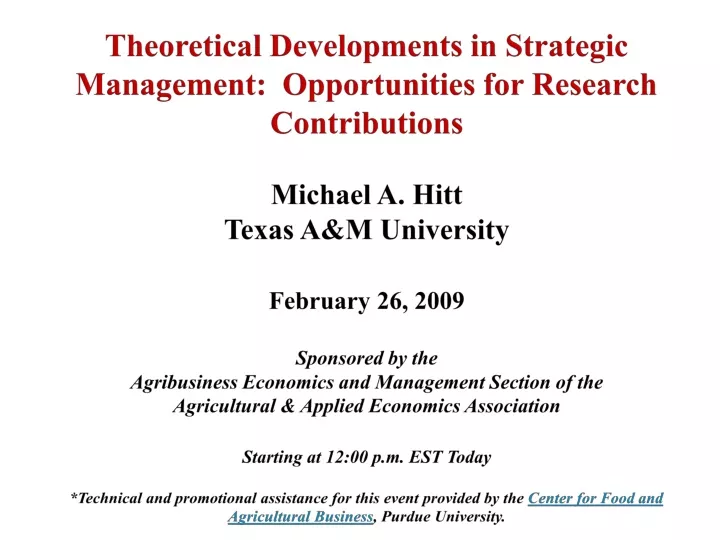 theoretical developments in strategic management