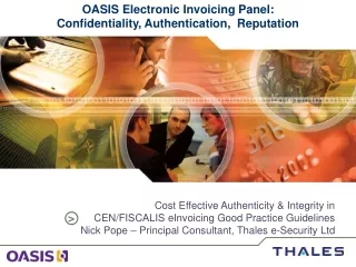 OASIS Electronic Invoicing Panel:  Confidentiality, Authentication,  Reputation