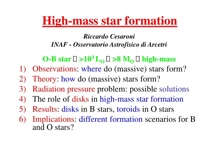 high mass star formation