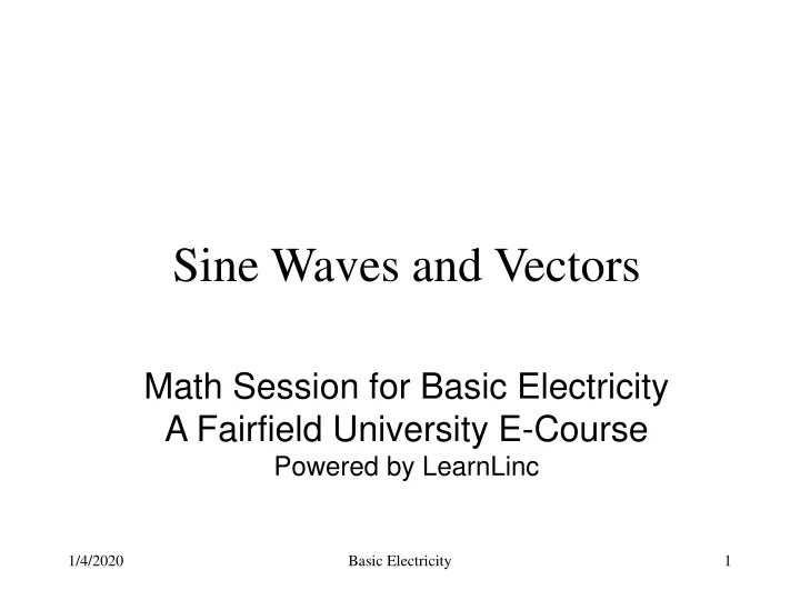 sine waves and vectors