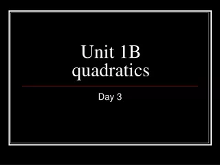 Unit 1B quadratics