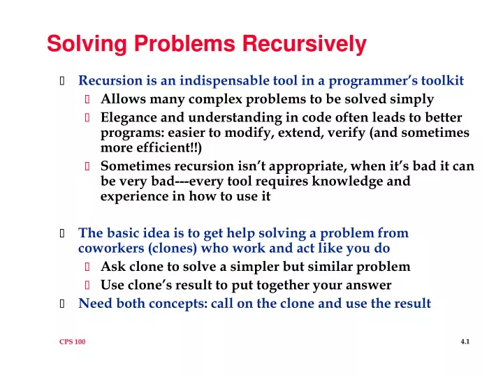 solving problems recursively