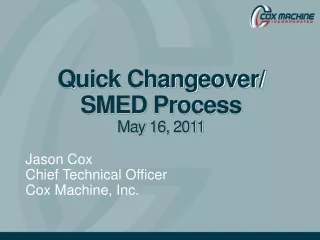 Quick Changeover/ SMED Process May 16, 2011