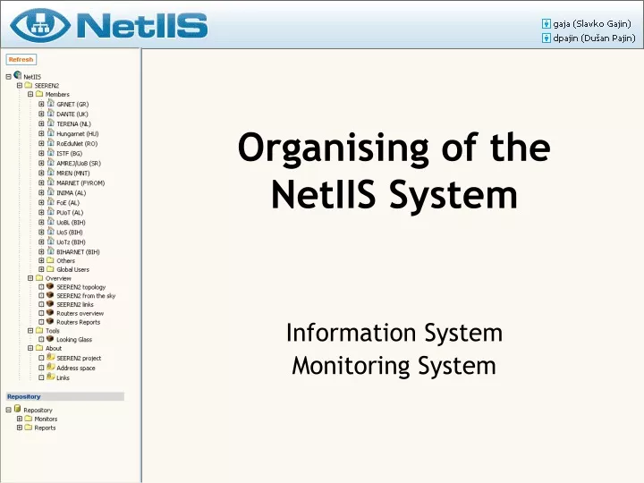 organising of the netiis system