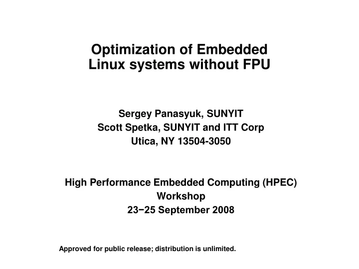 optimization of embedded linux systems without fpu
