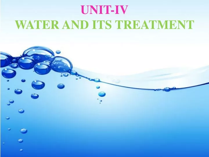 unit iv water and its treatment