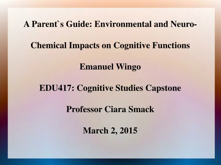 a parent s guide environmental and neuro chemical