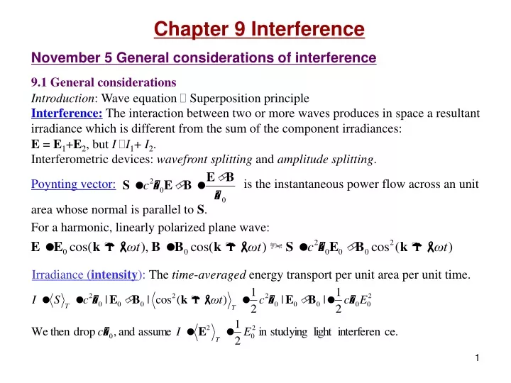 chapter 9 interference november 5 general