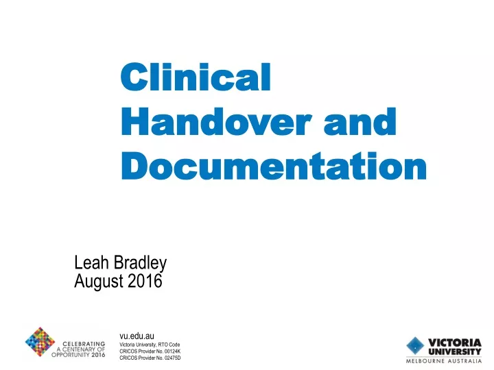 clinical handover and documentation